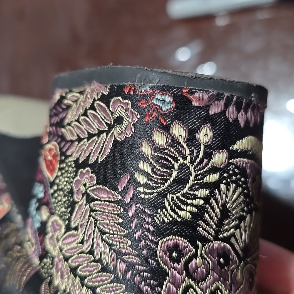 Gianni Bini Black and Gold Embroidered Ankle Boots - Picture 12 of 12